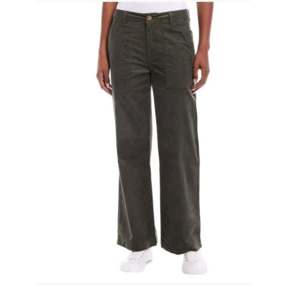 Weatherproof Vintage Women's Pants Corduroy Wide-Leg Stretch Pockets/Olive/Sz 16